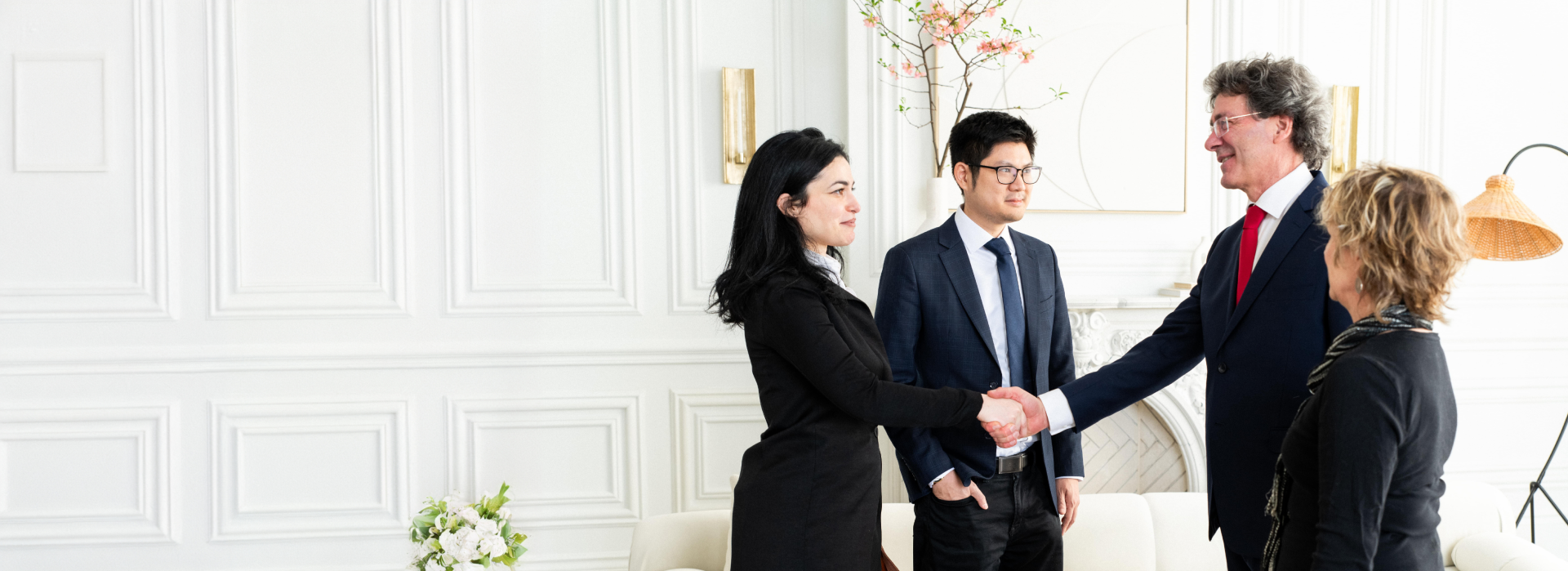 Business leaders meeting and shaking hands